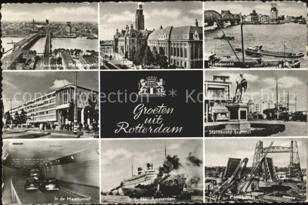 Rotterdam Maasbruggen Staduis Standbeeld Erasmus