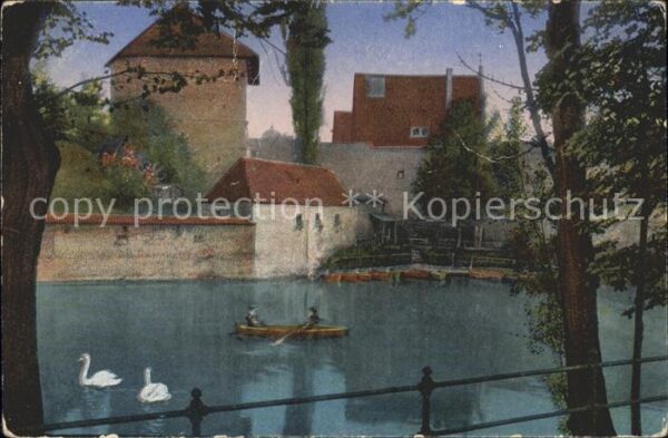 Augsburg Partie beim Oblatterwall Turm Schwan Bo