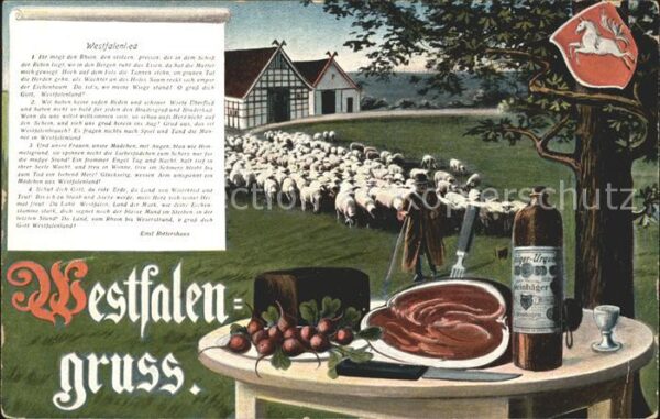 Westfalen Region Bauernfrühstück Schafherde Westfalenlie