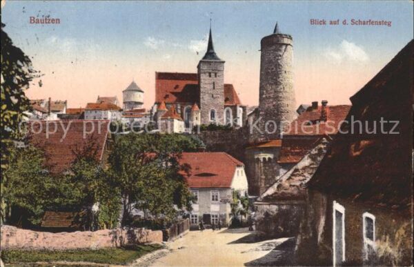 Bautzen Blick auf den Scharfensteg Turm