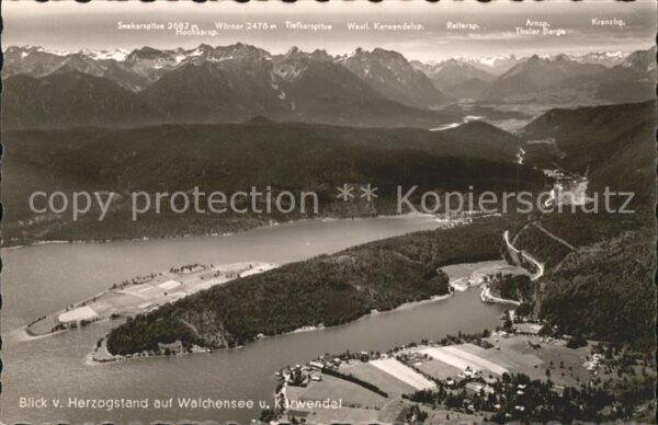 Walchensee Panorama Blick vom Herzogstand Karwende