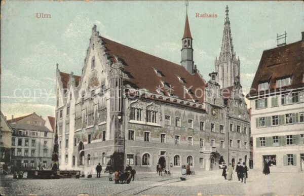 Ulm Donau Rathaus Brunnen Münster Kirchturm