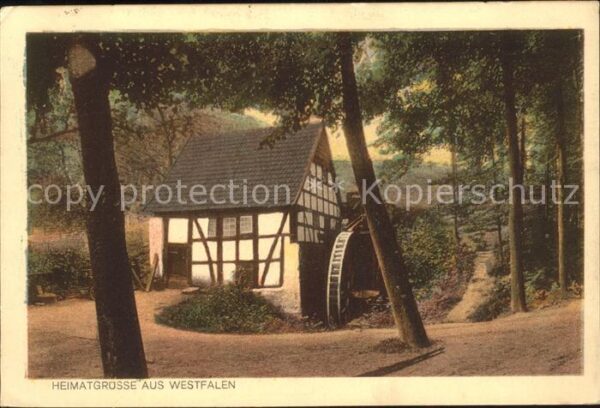 Westfalen Region Heimatbilder Bauernhof Wasserrad Westfa