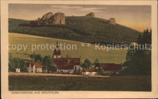 Westfalen Region Heimatbilder Dorfansicht mit Kirche Wes