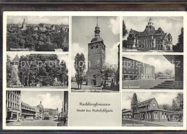 Recklinghausen Westfalen Rathaus Bahnhof Saalbau Kirche Markt En