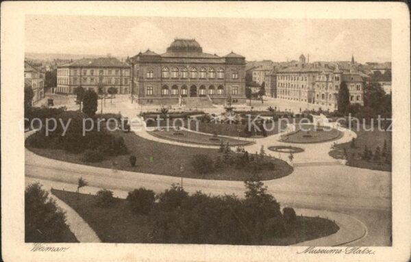 Weimar Thueringen Museums Platz Kupfertiefdruck