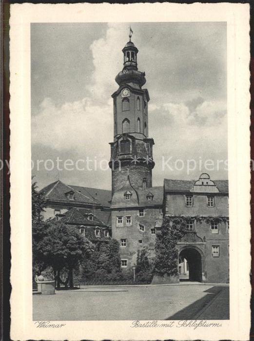Weimar Thueringen Bastille mit Schlossturm Kupfertiefdruc
