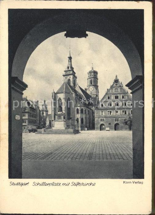 Stuttgart Schillerplatz mit Stiftskirche