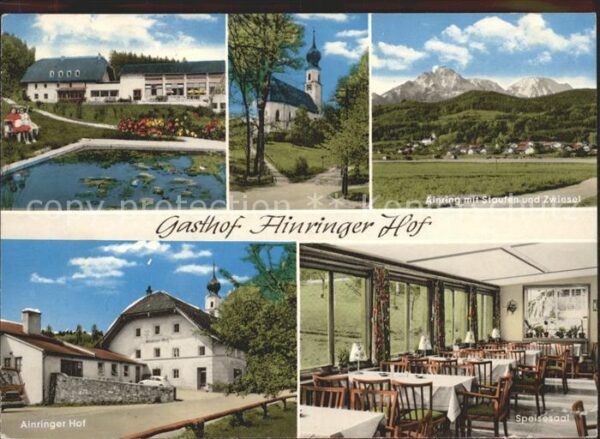 Ainring Gasthof Ainringer Hof Teich Kirche Pano