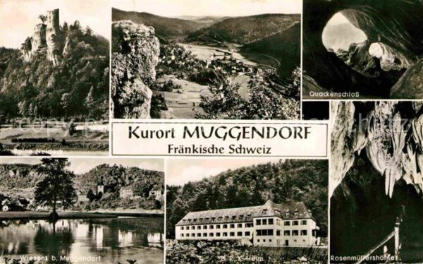 Muggendorf Fraenkische Schweiz Ruine Neideck Panorama Quackenschloss W