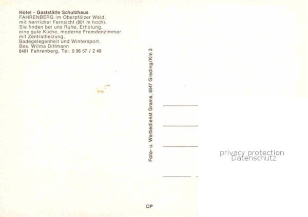 Fahrenberg Oberpfalz Hotel Gaststätte Schutzhaus – Bild 2