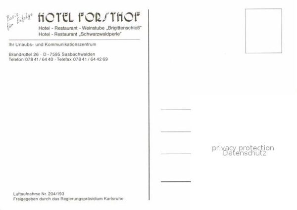 Sasbachwalden Fliegeraufnahme Hotel Forsthof – Bild 2
