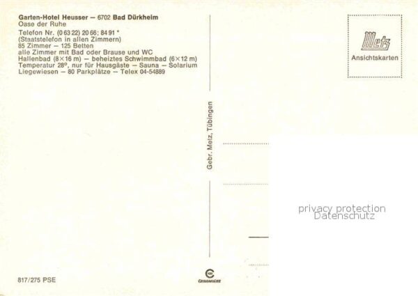 Bad Duerkheim Garten Hotel Heusser Hallenbad – Bild 2
