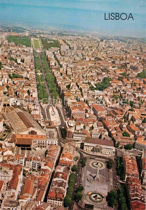 Lisboa Fliegeraufnahme Rossio e Avanida da Lib