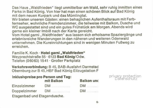 Bad Koenig Odenwald Hotel Garni Waldfrieden – Bild 2
