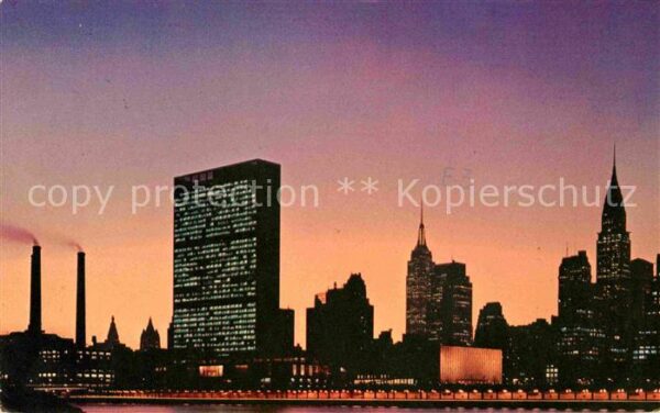 New York City UN Building with Empire State Building