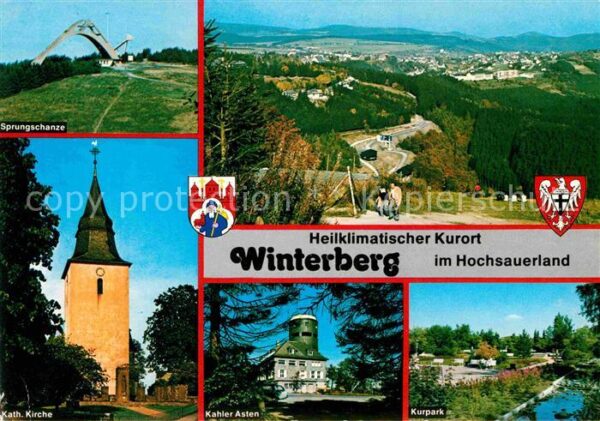 Winterberg Hochsauerland Sprungschanze Panorama Kath Kirche Kahl