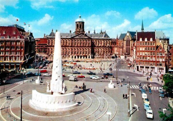 Amsterdam Niederlande Dam met Koninklijk Paleis en National M