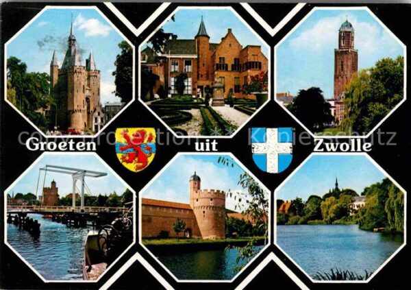 Zwolle Overijssel Schloss Kirche Rathaus Zugbrücke