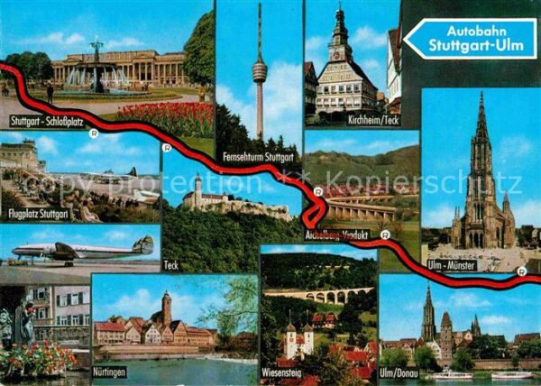 Autobahn Stuttgart-Ulm Aichelberg-Viadukt Wiesen