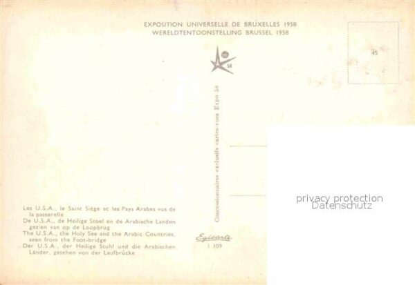 Exposition Universelle Bruxelles 1958 U.S.A. Saint Siege Pays Arabes – Bild 2