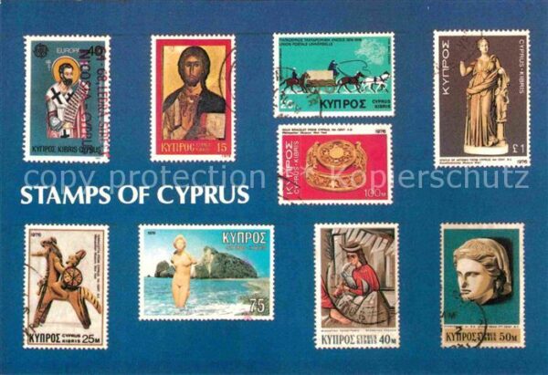 Briefmarken auf Postkarte Cyprus Griechenland Zypern