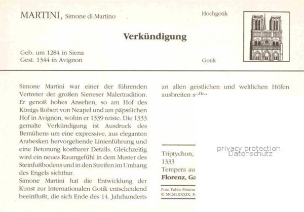 Kuenstlerkarte Martini Simone di Martino Verkündigung – Bild 2