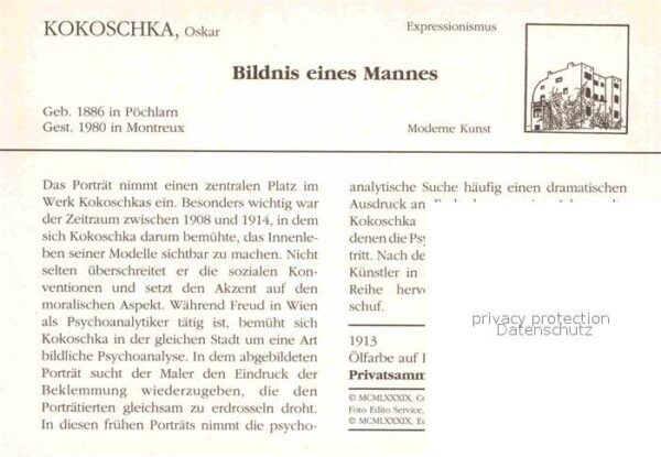 Kuenstlerkarte Oskar Kokoschka Bildnis eines Mannes 19 – Bild 2