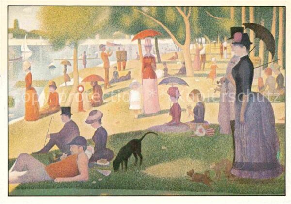 Kuenstlerkarte Georges Pierre Seurat Sonntagnachmittag