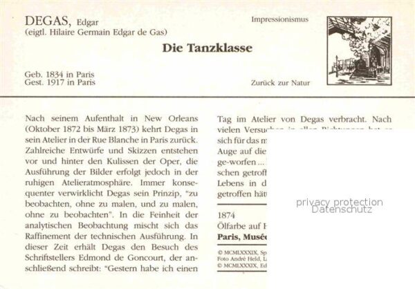 Kuenstlerkarte Edgar Degas Die Tanzklasse 1874 Impress – Bild 2