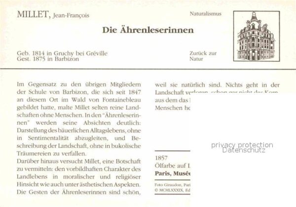 Millet Jean-Francois Die Ährenleserinnen 1857 Naturalismus – Bild 2