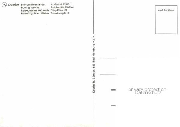 Flugzeuge Zivil Condor Intercontinental-Jet Boeing 707- – Bild 2