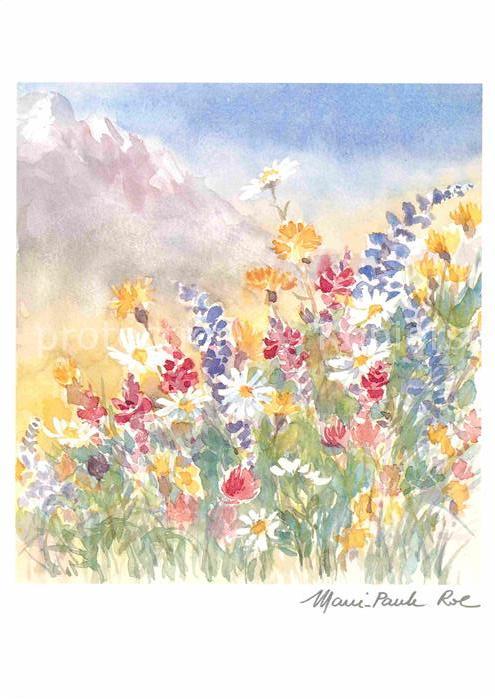 Kuenstlerkarte Marie-Paul Roc Aquarell Blumen