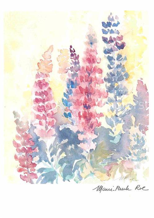 Kuenstlerkarte Marie-Paule Roc Aquarell Blumen