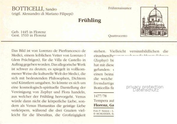 Kuenstlerkarte Sando Botticelli Frühling 14778/79 Früh – Bild 2