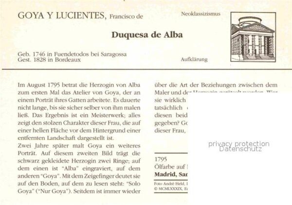 Kuenstlerkarte Francisco de Goya y Lucientes Duquesa d – Bild 2