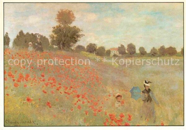 Kuenstlerkarte Claude Monet  Mohnblumen Impressionismu