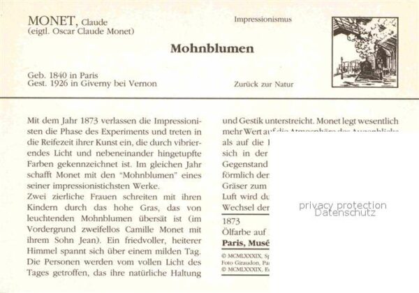 Kuenstlerkarte Claude Monet  Mohnblumen Impressionismu – Bild 2