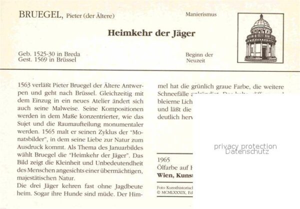 Kuenstlerkarte Pieter Bruegel der Ältere Heimkehr der – Bild 2