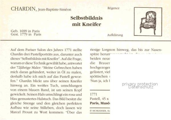 Kuenstlerkarte Jean-Baptiste-Simeon Chardin Selbstbild – Bild 2