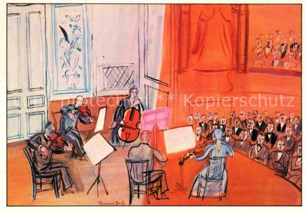 Kuenstlerkarte Raoul Dufy Konzert in orange 1948 Paris