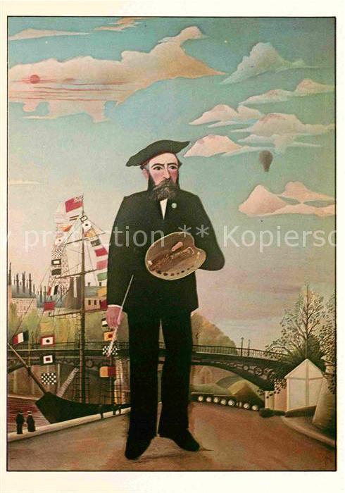 Kuenstlerkarte Henri Rousseau Selbstbildnis 1890 Posti