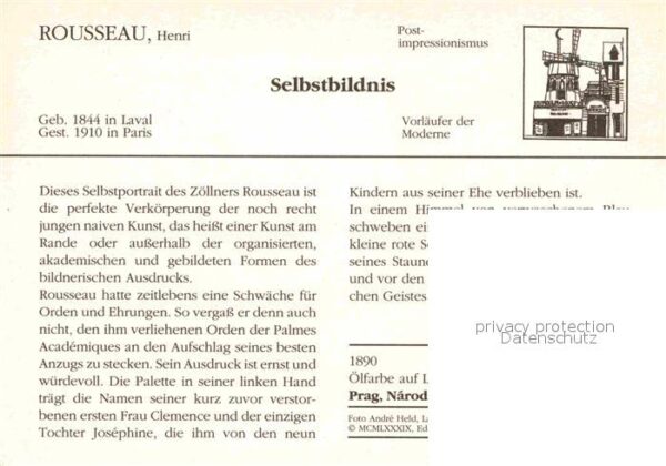 Kuenstlerkarte Henri Rousseau Selbstbildnis 1890 Posti – Bild 2