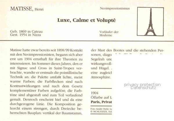 Kuenstlerkarte Henri Matisse Luxe Calme et Volupte 190 – Bild 2