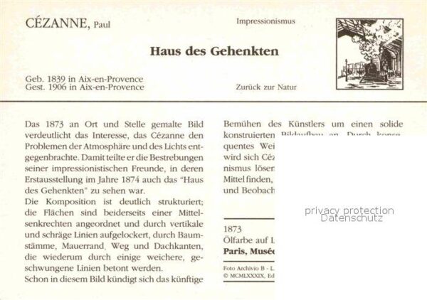 Kuenstlerkarte Paul Cezanne Haus des Gehenkten 1873 Im – Bild 2
