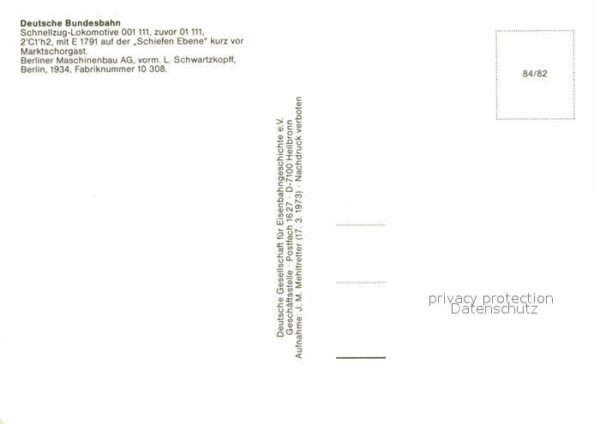 Lokomotive 001111 Deutsche Bundesbahn Marktschorga – Bild 2