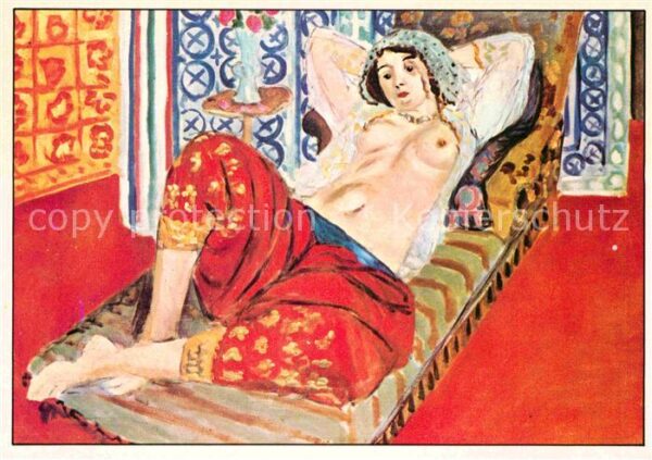 Kuenstlerkarte Henri Matisse Odaliske mit roter Hose 1