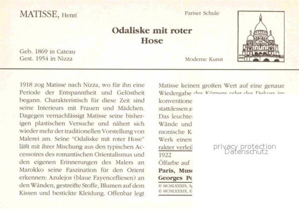 Kuenstlerkarte Henri Matisse Odaliske mit roter Hose 1 – Bild 2