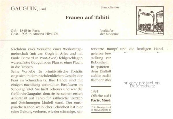 Kuenstlerkarte Paul Gauguin Frauen auf Tahiti 1891 Sym – Bild 2