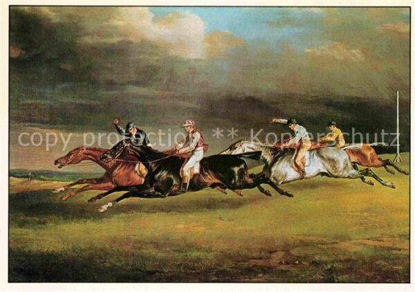 Kuenstlerkarte Jean Louis Theodore Gericault Das Derby